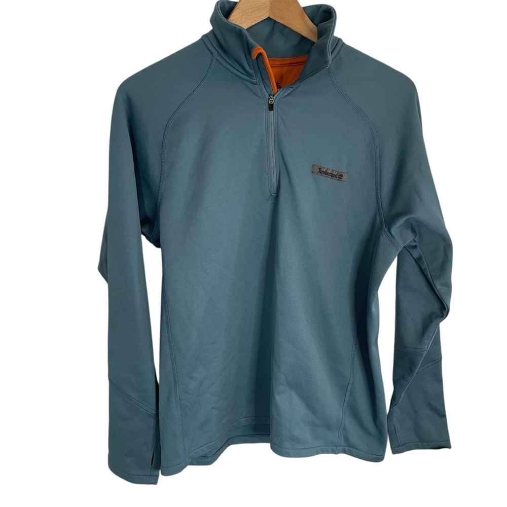 Timberland Slate Blue Teal Quarter-Zip Jacket Thumbholes Size Small ladies